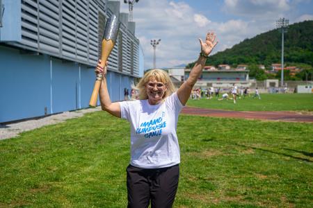 Sprejem olimpijske bakle v Sežani; Vir: Gibam KRASno